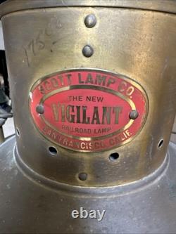 Vintage Scott Lamp Co. Large Vigilant Railroad Hanging Lamp Lantern Brass