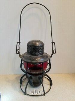 Vintage Seaboard Air Line Railroad Lantern Signed On Lantern And Red Globe Vgc