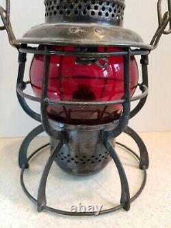 Vintage Seaboard Air Line Railroad Lantern Signed On Lantern And Red Globe Vgc