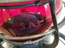 Vintage Seaboard Air Line Railroad Lantern Signed On Lantern And Red Globe Vgc