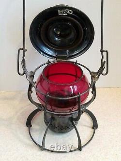 Vintage Seaboard Air Line Railroad Lantern Signed On Lantern And Red Globe Vgc