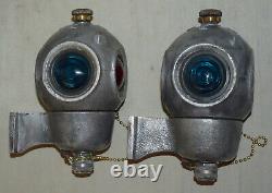 Vintage Set of 2 Pyle Railroad Caboose Marker Lights / Lamps Glass Lenses