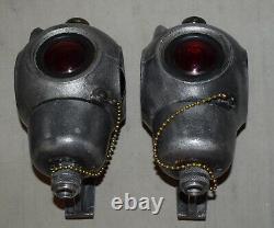 Vintage Set of 2 Pyle Railroad Caboose Marker Lights / Lamps Glass Lenses