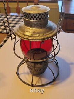 Vintage Tall Globe PRR Pennsylvania Railroad Lantern with RED Cnx Globe