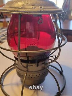 Vintage Tall Globe PRR Pennsylvania Railroad Lantern with RED Cnx Globe