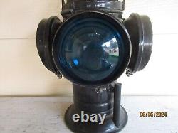 Vintage The Adlake Non-sweating Lamp Chicago Railroad 4-way Signal Red/blue Lens