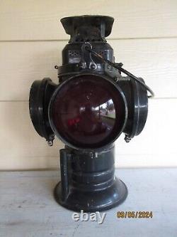 Vintage The Adlake Non-sweating Lamp Chicago Railroad 4-way Signal Red/blue Lens