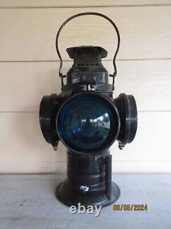 Vintage The Adlake Non-sweating Lamp Chicago Railroad 4-way Signal Red/blue Lens