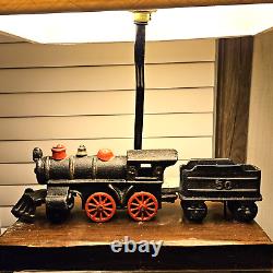 Vintage Train Model Railroad Lamp Antique Table Desk Light Cast Iron Engine