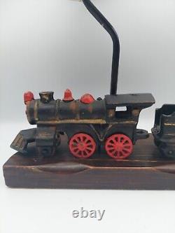 Vintage Train Model Railroad Lamp Antique Table Desk Light Cast Iron Engine