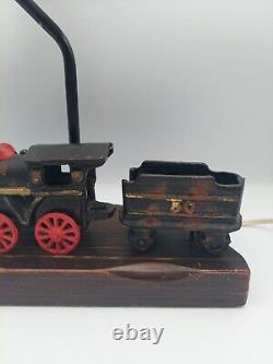 Vintage Train Model Railroad Lamp Antique Table Desk Light Cast Iron Engine