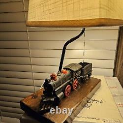 Vintage Train Model Railroad Lamp Antique Table Desk Light Cast Iron Engine