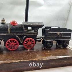 Vintage Train Model Railroad Lamp Antique Table Desk Light Cast Iron Engine