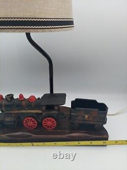 Vintage Train Model Railroad Lamp Antique Table Desk Light Cast Iron Engine