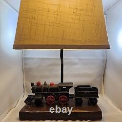 Vintage Train Model Railroad Lamp Antique Table Desk Light Cast Iron Engine