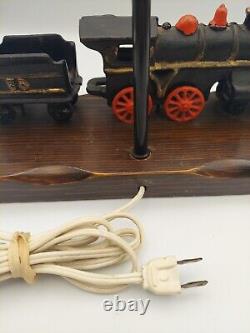 Vintage Train Model Railroad Lamp Antique Table Desk Light Cast Iron Engine