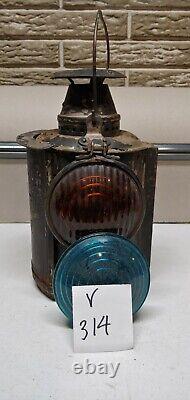 Vintage Union Pacific Railroad Adlake Lamp Signal Lantern BLU & YELLOW LENS 1913