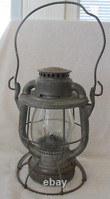 Vintage WM RY RR Western Maryland Railway Railroad Lantern Etched Clear Globe