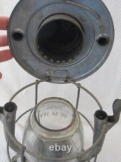 Vintage WM RY RR Western Maryland Railway Railroad Lantern Etched Clear Globe