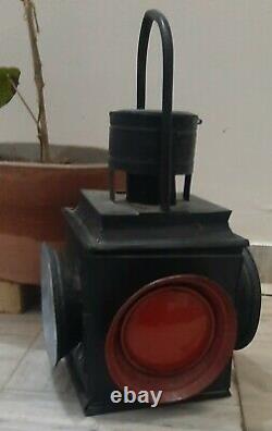 Vintage railway light iron metal railroad signal lantern black lamp home decor