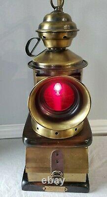 Vtg 1852 HOUSATONIC RAILROAD COMPANY Lamp Light Lantern Train Brass Red Green