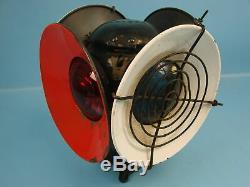 Vtg ADLAKE 4-Way Lamp Railroad Switch Electric Lantern Red & Blue KOPP Glass