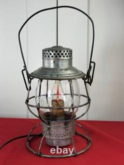 Vtg Adlake Reliable Railroad Lantern CM&StP Ry Milwaukee Road Etched Globe Lamp