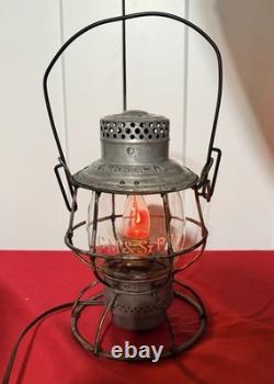 Vtg Adlake Reliable Railroad Lantern CM&StP Ry Milwaukee Road Etched Globe Lamp