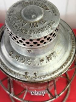 Vtg Adlake Reliable Railroad Lantern CM&StP Ry Milwaukee Road Etched Globe Lamp