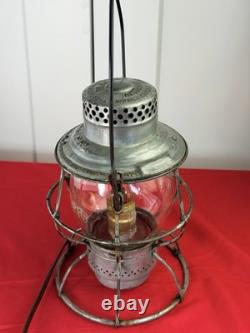 Vtg Adlake Reliable Railroad Lantern CM&StP Ry Milwaukee Road Etched Globe Lamp