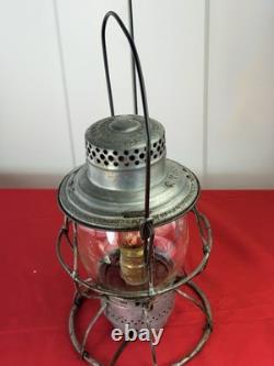 Vtg Adlake Reliable Railroad Lantern CM&StP Ry Milwaukee Road Etched Globe Lamp