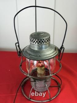 Vtg Adlake Reliable Railroad Lantern CM&StP Ry Milwaukee Road Etched Globe Lamp