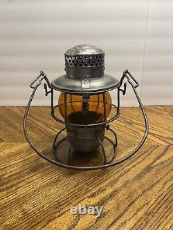 Vtg Antique 1925 Armspear MFG Co Baltimore Ohio Railroad Amber Globe Lantern