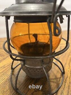 Vtg Antique 1925 Armspear MFG Co Baltimore Ohio Railroad Amber Globe Lantern