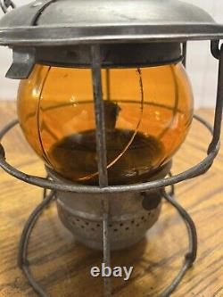 Vtg Antique 1925 Armspear MFG Co Baltimore Ohio Railroad Amber Globe Lantern