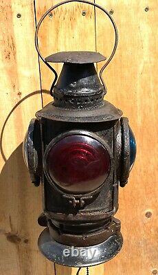 Vtg Antique RR Adlake Lamp Lantern 4 Way Railroad Train Light with Mount Bracket