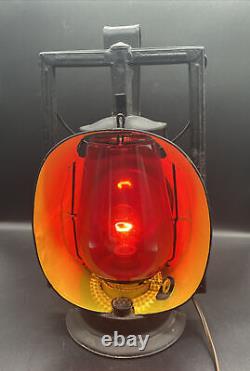 Vtg Dietz Acme Inspector Electric Working Lamp Railroad Lantern Red Globe