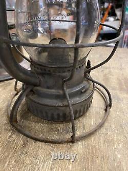 Vtg Dietz P & L. E Railroad Lantern Pgh Lake Erie Vesta Clear Globe Antique Lamp