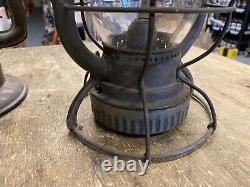 Vtg Dietz P & L. E Railroad Lantern Pgh Lake Erie Vesta Clear Globe Antique Lamp