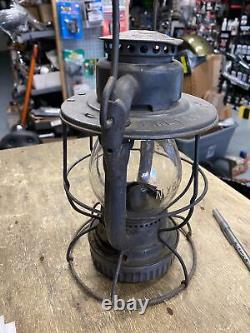 Vtg Dietz P & L. E Railroad Lantern Pgh Lake Erie Vesta Clear Globe Antique Lamp