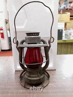 Vtg Dietz Vesta Red Glass B. R. & P. RY. Railroad Lantern New York USA Oil Lamp