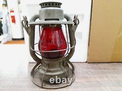 Vtg Dietz Vesta Red Glass B. R. & P. RY. Railroad Lantern New York USA Oil Lamp