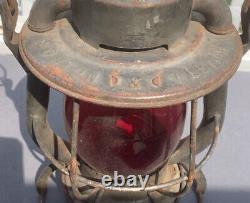 Vtg Dietz Vesta Red Glass Boston/Albany Railroad Lantern New York USA Oil Lamp