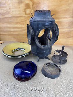 Vtg HADLAN St. Louis 4 Way Railroad Switch Lantern Please Read