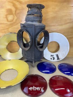 Vtg HADLAN St. Louis 4 Way Railroad Switch Lantern Please Read