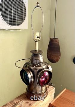 Vtg HANDLAN St Louis USA 4 Way Railroad Dressel Signal Lantern Table Light Lamp