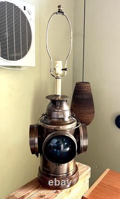 Vtg HANDLAN St Louis USA 4 Way Railroad Dressel Signal Lantern Table Light Lamp