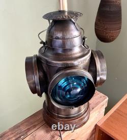 Vtg HANDLAN St Louis USA 4 Way Railroad Dressel Signal Lantern Table Light Lamp