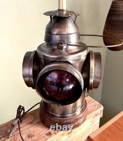 Vtg HANDLAN St Louis USA 4 Way Railroad Dressel Signal Lantern Table Light Lamp