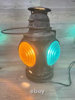 Vtg Handlan 4- Way Railroad Caboose Train Signal Lamp St Louis Lantern